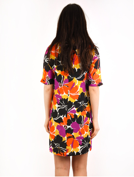 Rochie Dreapta Cu Imprimeu Floral Fortune Negru Si Mov