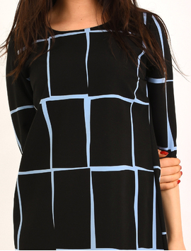 Rochie Dreapta Cu Patrate Mari Great Bleu Si Negru