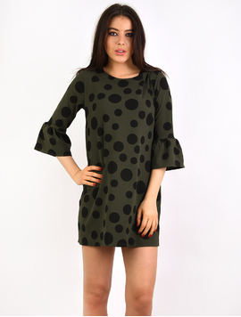 Rochie Dreapta Cu Buline Holiday Kaki Si Negru