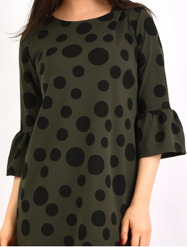 Rochie Dreapta Cu Buline Holiday Kaki Si Negru