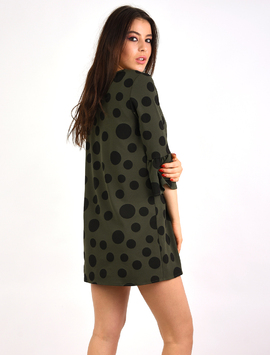 Rochie Dreapta Cu Buline Holiday Kaki Si Negru