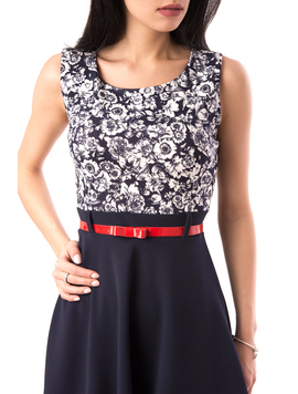 Rochie Evazata Cu Curea In Talie Inocence Bleumarin
