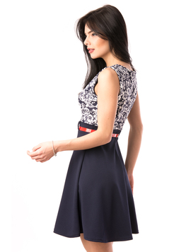 Rochie Evazata Cu Curea In Talie Inocence Bleumarin
