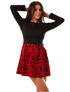 Rochie In Clos Sound Rosu Si Negru