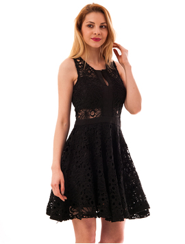Rochie In Clos Cu Broderie Glow Neagra