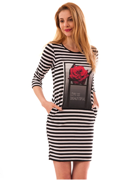 Rochie In Dungi Life Is Beautiful Alb Si Negru
