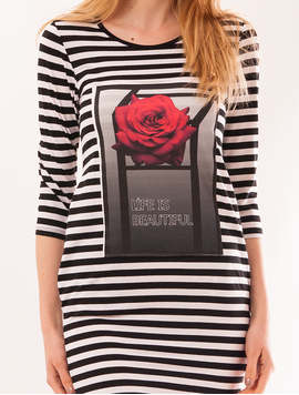 Rochie In Dungi Life Is Beautiful Alb Si Negru