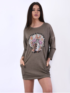Rochie Larga Cu Buzunare Trust Maro