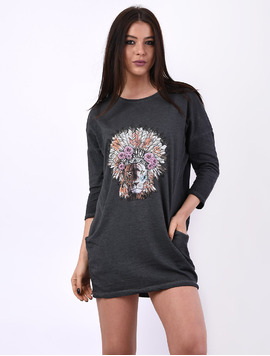 Rochie Larga Cu Buzunare Trust Gri Inchis