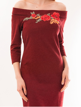 Rochie Mulata Cu Broderie Occasion Grena