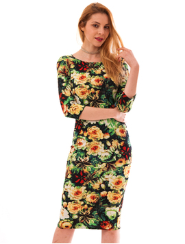 Rochie Mulata Cu Trandafiri Future Bleumarin Si Verde