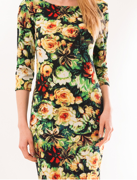 Rochie Mulata Cu Trandafiri Future Bleumarin Si Verde