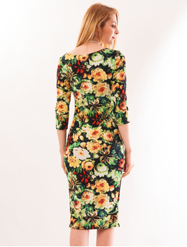 Rochie Mulata Cu Trandafiri Future Bleumarin Si Verde