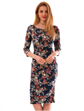 Rochie Mulata Cu Flori Mici Future Bleumarin