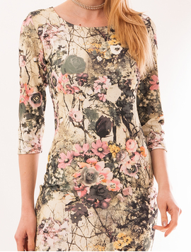 Rochie Mulata Cu Flori Future Verde Si Roz