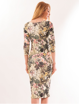 Rochie Mulata Cu Flori Future Verde Si Roz