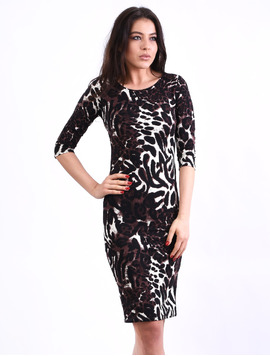 Rochie Mulata Cu Imprimeu Animal Print Forever Maro Si Negru