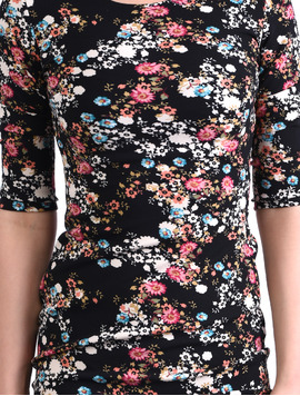 Rochie Mulata Cu Imprimeu Floral Finish Neagra