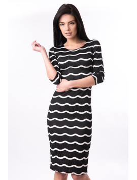 Rochie Mulata Cu Dungi Welcome Negru Si Alb