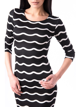 Rochie Mulata Cu Dungi Welcome Negru Si Alb