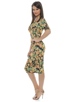 Rochie Mulata Cu Imprimeu Floral Stunning Galben Si Verde