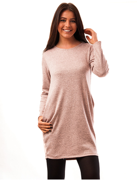 Rochie Pufoasa Cu Buzunare Figo Roz