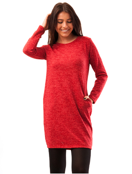 Rochie Pufoasa Cu Buzunare Figo Rosu