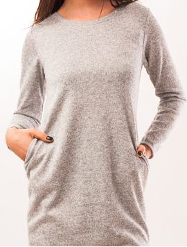 Rochie Pufoasa Cu Buzunare Figo Gri Deschis