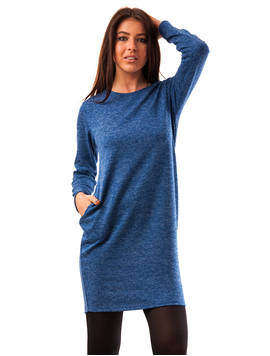 Rochie Pufoasa Cu Buzunare Figo Albastru