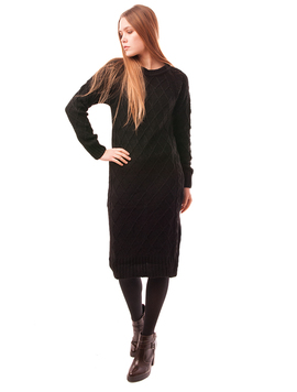 Rochie Tricotata Lunga Cu Romburi Broken Neagra