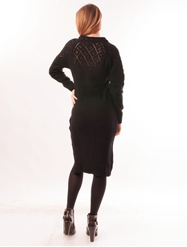 Rochie Tricotata Lunga Cu Romburi Broken Neagra