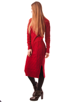 Rochie Tricotata Lunga Cu Romburi Broken Grena