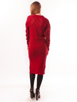 Rochie Tricotata Lunga Cu Romburi Broken Grena