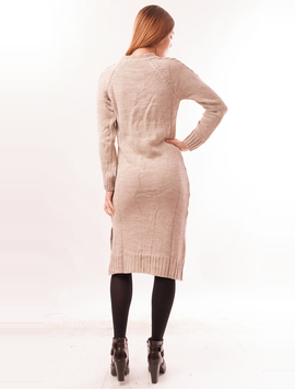 Rochie Tricotata Lunga Cu Model Impletit Broken Bej