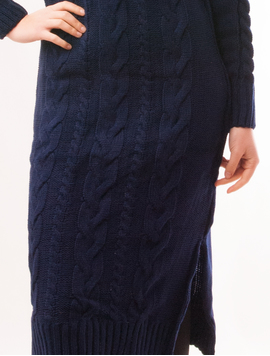 Rochie Tricotata Lunga Cu Model Impletit Broken Bleumarin