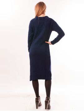 Rochie Tricotata Lunga Cu Model Impletit Broken Bleumarin