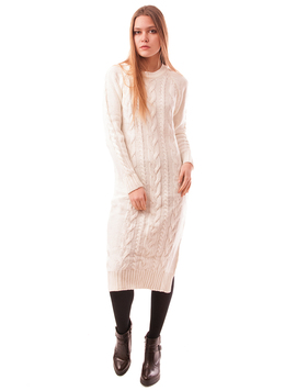 Rochie Tricotata Lunga Cu Model Impletit Broken Alba