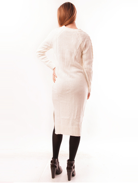 Rochie Tricotata Lunga Cu Model Impletit Broken Alba
