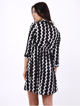Rochie Din Voal Cu Elastic La Mijloc Impress Alb Si Negru