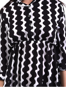 Rochie Din Voal Cu Elastic La Mijloc Impress Alb Si Negru