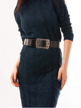 Rochie Tricotata Cu Curea Slowly Rolling Bleumarin