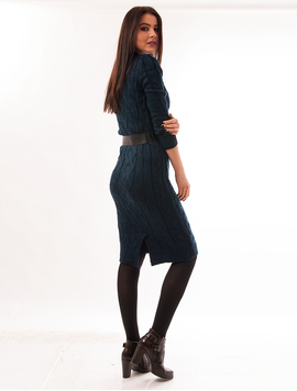 Rochie Tricotata Cu Curea Slowly Rolling Bleumarin