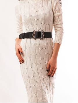 Rochie Tricotata Cu Curea Slowly Rolling Alba