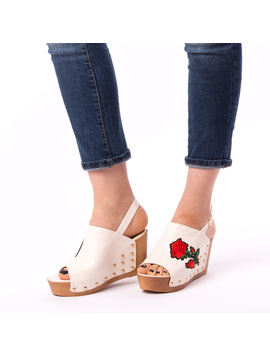Sandale Dama Cu Broderie Fancy Bej