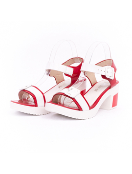 Sandale Cu Toc Dama Velvet Rosii