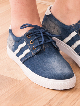 Tenisi Dama Denim Cu Dungi Laterale Connection Bleumarin