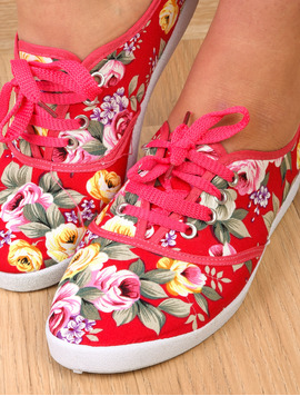 Tenisi Dama Cu Imprimeu Floral Power Fucsia