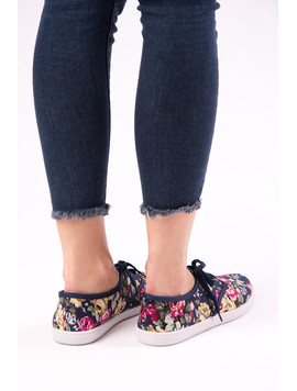 Tenisi Dama Imprimeu Floral Hobby Bleumarin Si Galben