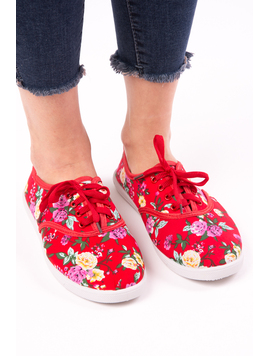 Tenisi Dama Imprimeu Floral Kindness Rosu Si Galben