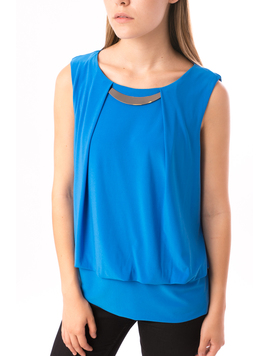 Top Dama Cu Accesoriu Metalic La Gat NewAccessory Albastru